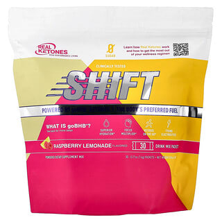Real Ketones, Shift, hindbærlimonade, 30 drikkeblandingspakker, 0,27 oz (7,6 g) pr. stk.