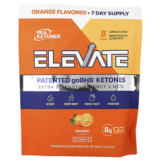Real Ketones, Elevate, Mezcla en polvo, Naranja, 7 sobres, 12,3 g (0,43 oz) cada uno