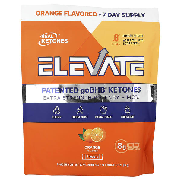 Real Ketones Elevate, Orange, 7 Packets, 0.43 oz (12.3 g) Each