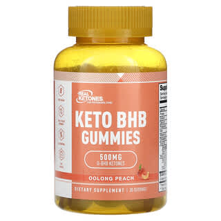 Real Ketones, Keto BHB Gummies, Oolong Peach, 500 mg, 30 Gummies (250 mg per Gummy)