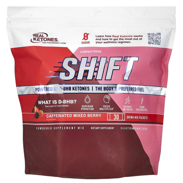 Real Ketones Shift, Caffeinated Mixed Berry, 30 Packets, 0.26 oz (7.3 g) Each