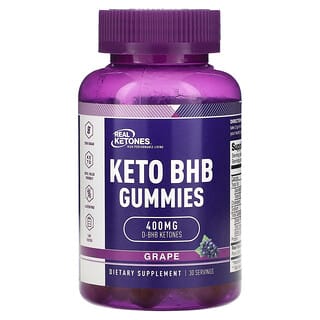 Real Ketones, Keto BHB, жевательные таблетки, со вкусом винограда, 400 мг, 30 жевательных таблеток (200 мг в 1 жевательной таблетке)