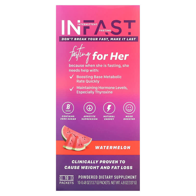 InFast, For Her, Watermelon, 10 Packets, 0.48 oz (13.7 g) Each