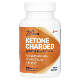Real Ketones, Producto cargado de cetonas, GoBHB más cafeína, 60 cápsulas