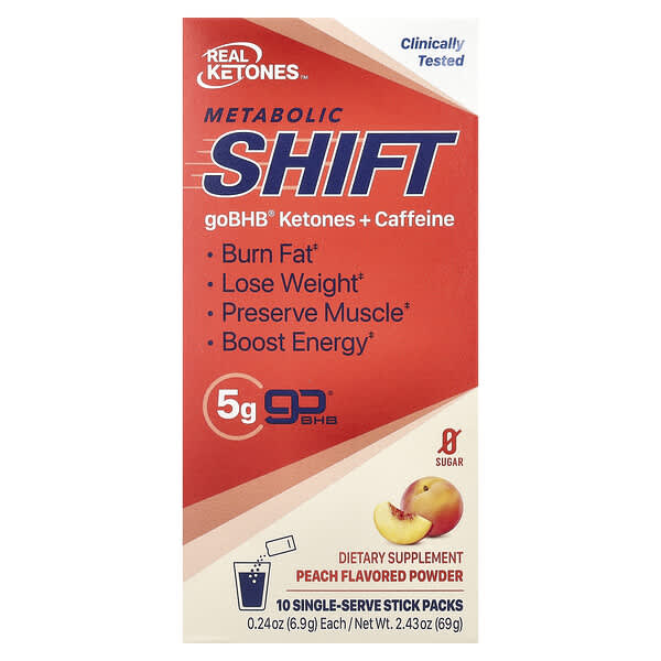 Metabolic Shift, Peach, 10 Single-Serve Stick Packs, 0.24 oz (6.9 g) Each