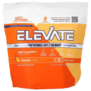 Real Ketones, Elevate, Naranča, 30 vrećica za miješanje napitaka, 12,3 g svaka
