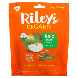 Riley’s Organics, 개 간식, 작은 뼈다귀, 맛있는 애플 레시피, 142g(5oz)