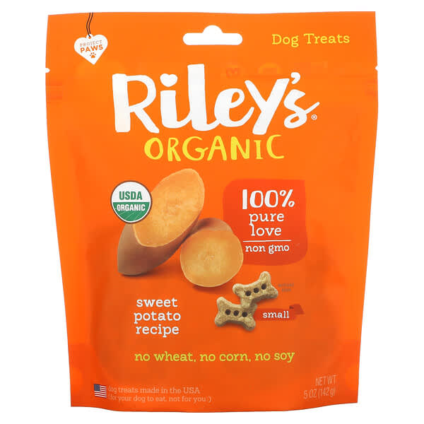 Riley’s Organics, лакомства для собак, маленькая косточка, рецепт с бататом, 142 г (5 унций)