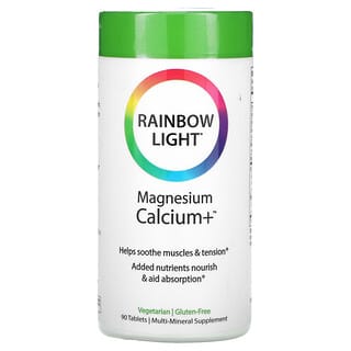 Rainbow Light, マグネシウム カルシウム+、 食品ベース処方、 90錠