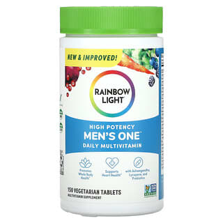 Rainbow Light, Multivitamínico Diário Men's One, Alta Potência, 150 Comprimidos Vegetarianos