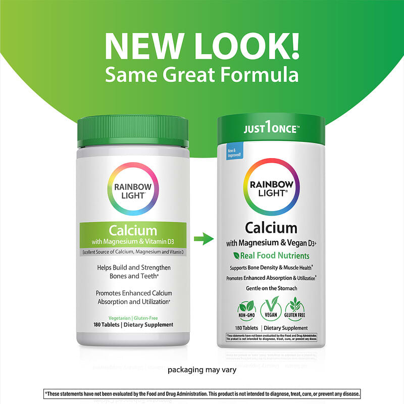 Calcium with Magnesium & Vegan D3+, Calcium mit Magnesium und veganen D3+,  180 Tabletten