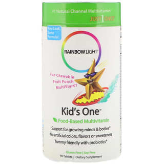Rainbow Light, Kid's One、植物性マルチビタミン、フルーツパンチ、チュアブル・タブレット、90錠