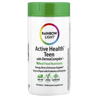 Rainbow Light, Active Health™ para adolescentes con DermaComplex™ y nutrientes de alimentos reales, 90 comprimidos