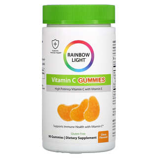 Rainbow Light, Gummy Vitamin C Slices, Arôme acidulé d'orange, 90 gommes