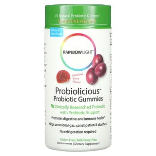 Rainbow Light, Probiolicious Gomitas de Probióticos, Delicioso Sabor de Bayas, 50 Gomitas