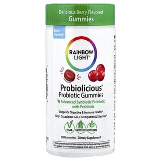 Rainbow Light, Gummies Probióticos, Sabor Delicioso de Frutas, 50 Gummies