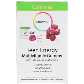 Rainbow Light, Teen Energy Multivitamin Gummy, Grape Flavor, 30 Packets, 4 Gummies per Packet