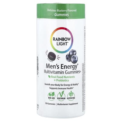 Rainbow Light, Men's Energy Multivitamin Gummies, Delicious Blueberry Flavor, 120 Gummies