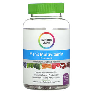 Rainbow Light‏, Men's Multivitamin Gummies with Fruits, Vegetables & Probiotics, Mixed Berry, 120 Gummies