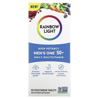 Rainbow Light, متعدد الفيتامينات اليومي Men's One من عمر 50 عامًا فأكثر، عالي الفعالية، 60 قرصًا نباتيًا