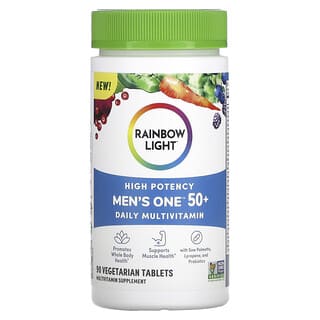Rainbow Light, Men's One 50+ Daily Multivitamines, Haute efficacité, 90 comprimés végétariens
