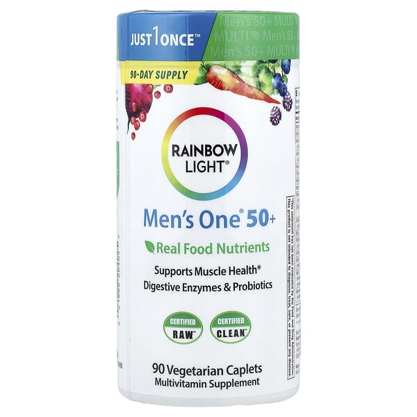 Rainbow Light, Men's One® 50+, Real Food Nutrients, 90 Vegetarian Caplets — product photo 1