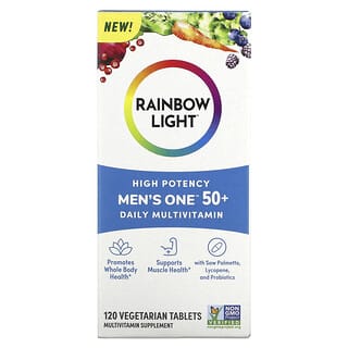 Rainbow Light, Suplemento multivitamínico diario para mayores de 50 años, Alta potencia`` 120 comprimidos vegetales