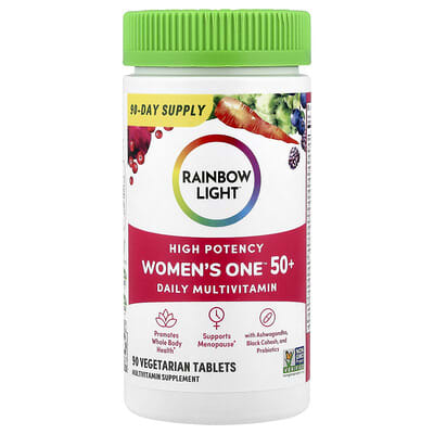 Rainbow Light, Once-A-Day™ Multivitamin for Women 50+, Extra Strength, 90 Vegetarian Tablets