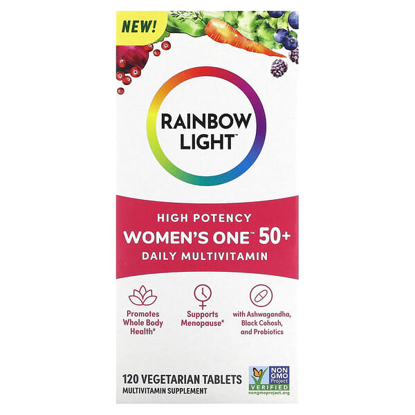 Rainbow Light‏, Women's One 50+‎, מולטי-ויטמין יומי, בעוצמה גבוהה, 120 טבליות צמחוניות