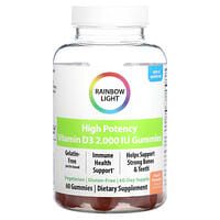 Rainbow Light, High Potency Vitamin D3, Peach, 2,000 IU, 60 Gummies