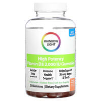 Rainbow Light, High Potency Vitamin D3, Peach, 2,000 IU, 120 Gummies