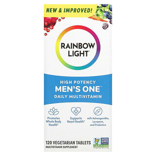 Rainbow Light, Men's One, Multivitamines quotidiennes, Haute efficacité, 120 comprimés végétariens