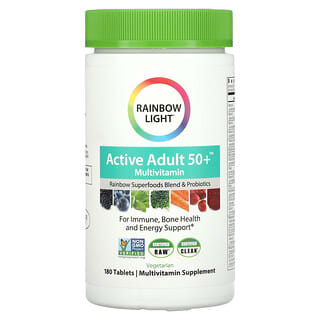 Rainbow Light, Adulte actif 50+, 180 comprimés