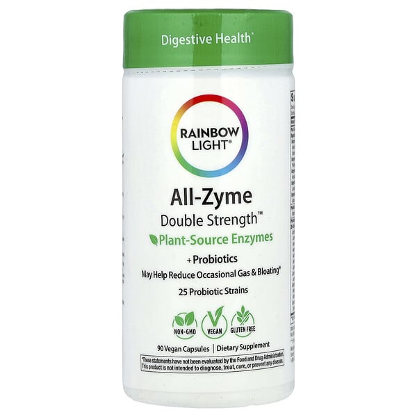 Rainbow Light All-Zyme™, Plant Source Enzymes +Probiotics, 90 Vegan Capsules