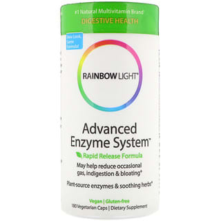 Rainbow Light, Sistema avanzado de enzimas, Fórmula de liberación rápida, 180 cápsulas vegetarianas