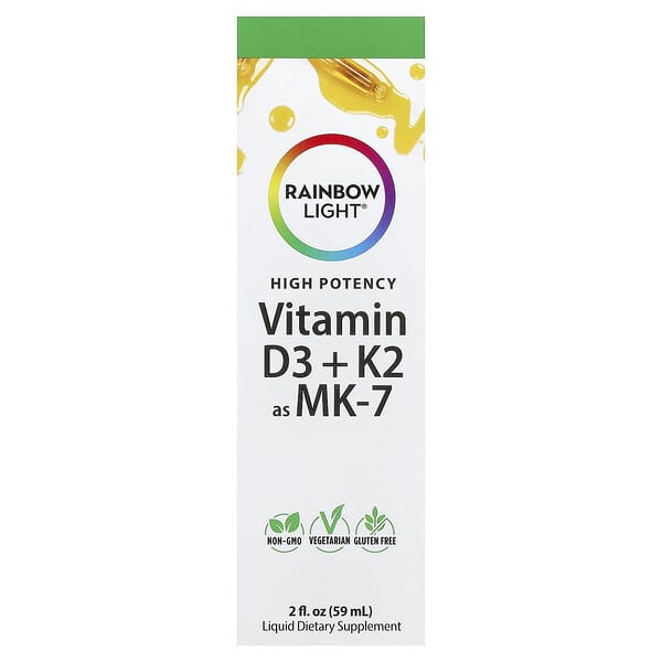 Rainbow Light, Vitamin D3 + K2 as MK-7, 2 fl oz (59 ml) — product photo 1