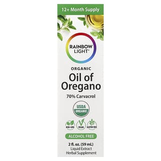 彩虹灯, Organic Oil Of Oregano, Alcohol Free, 2 fl oz (59 ml)