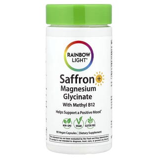 Rainbow Light, Azafrán, glicinato de magnesio y metil B12, 90 cápsulas veganas