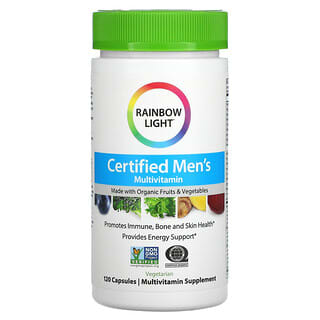 Rainbow Light, 经过认可的男用多种维生素，120粒植物胶囊