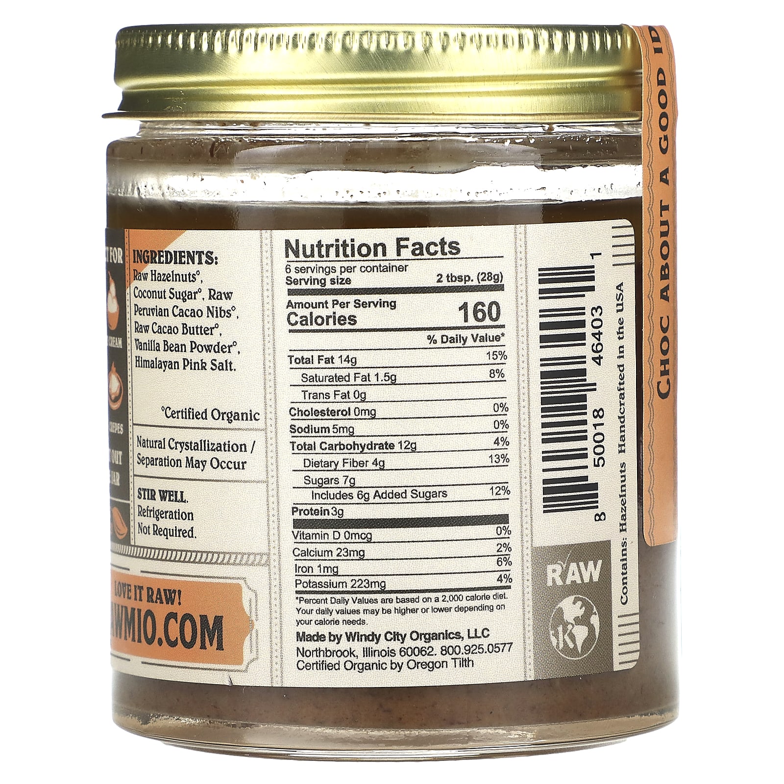 Rawmio, Hazelnut Crunch Spread, 6 Oz (170 G)