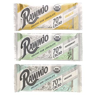 Rawmio, Essential Bar, Organic Raw Chocolate, 70% Cacao, Orange, Peppermint, Original , 3 Bars, 1.1 oz (30 g) Each