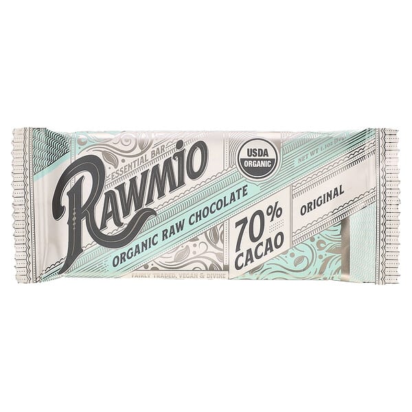 Rawmio, 必需營養棒，有機未加工巧克力，70% 可可，原味，1.1 盎司（30 克）
