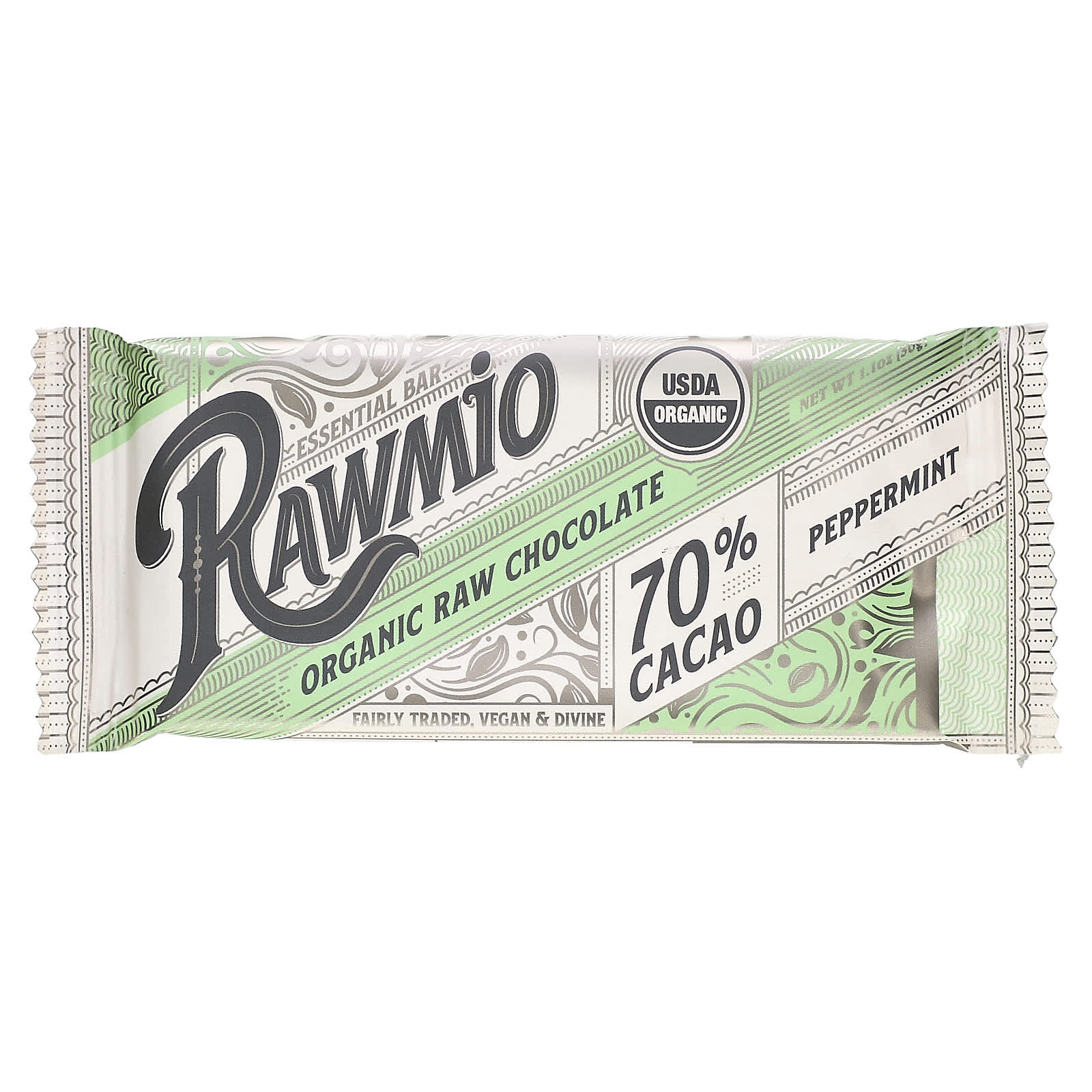  Rawmio Essential Mint Chocolate Bar - Organic, Raw, Chocolate,  70% Cacao, 1.1 oz. : Grocery & Gourmet Food