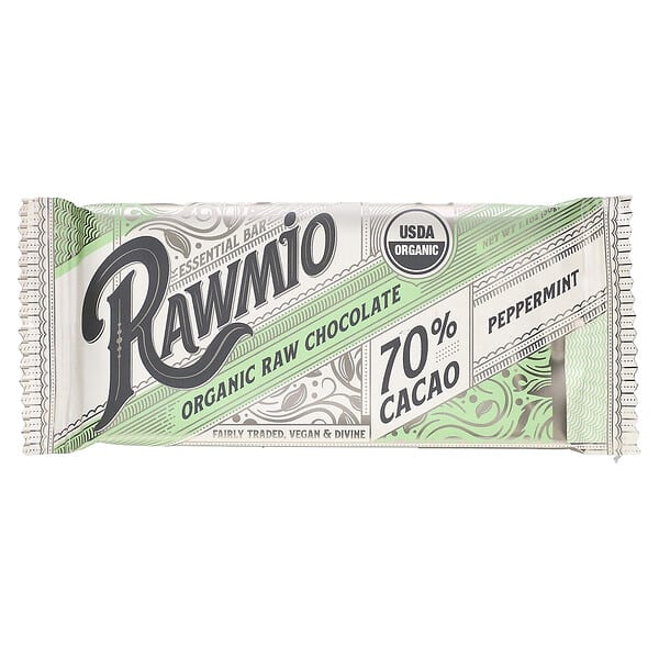 Rawmio, 必需營養棒，有機未加工巧克力，70% 可可，薄荷味，1.1 盎司（30 克）