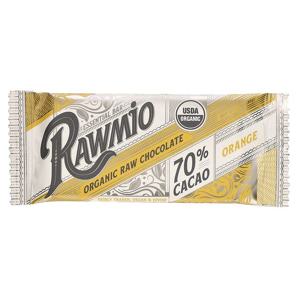 Rawmio, 必需營養棒，有機未加工巧克力，70% 可可，橙味，1.1 盎司（30 克）