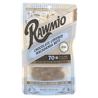 Rawmio, Noix de macadamia enrobées de chocolat, 70 % de chocolat noir cru, 56,7 g