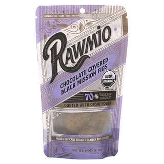 Rawmio, Higos negros de la misión cubiertos de chocolate, 70% de chocolate negro crudo`` 56,7 g (2 oz)