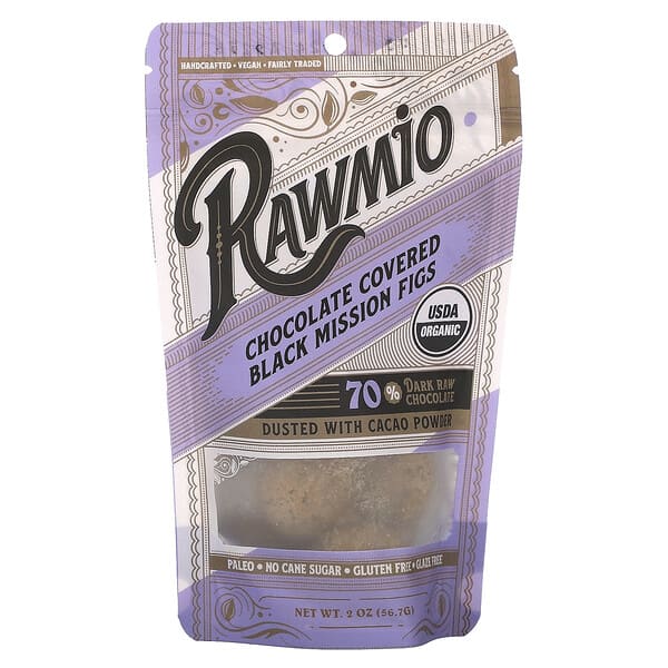 Rawmio, 巧克力乾燥無花果，70% 未加工黑巧克力，2 盎司（56.7 克）