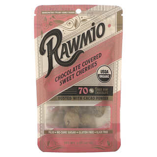 Rawmio, Cerises douces enrobées de chocolat, 70 % de chocolat noir cru, 56,7 g