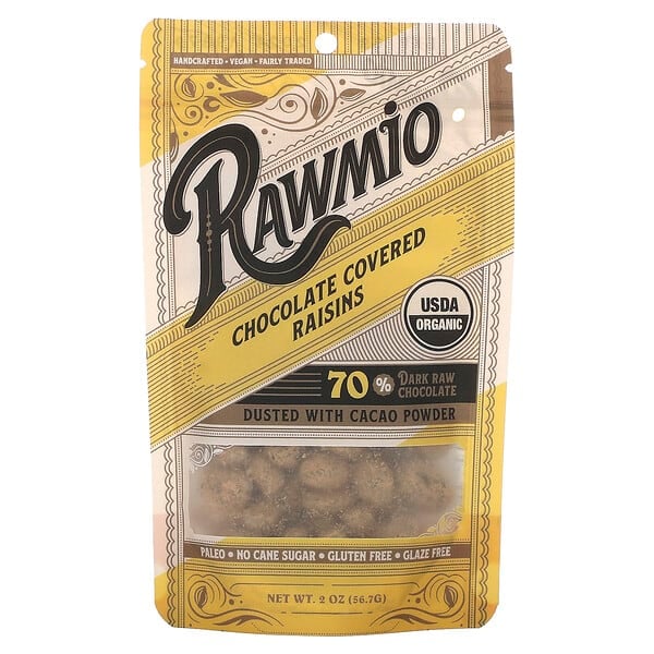 Rawmio, Chocolate Covered Raisins, 70% Dark Raw Chocolate, 2 oz (56.7 g)